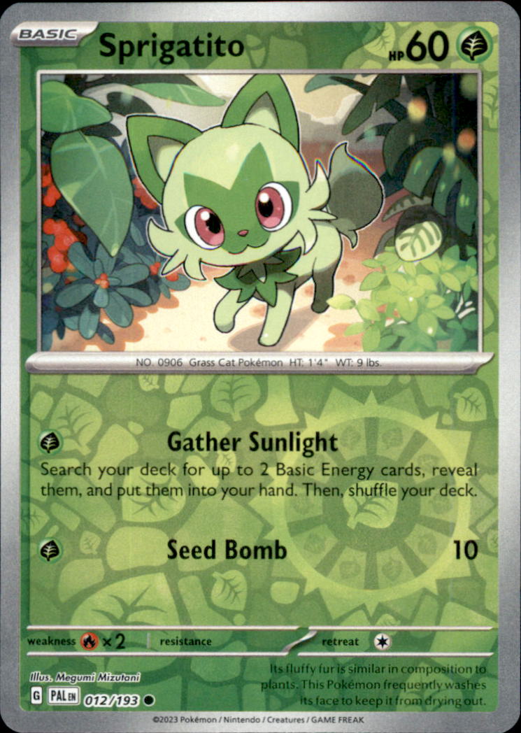 Sprigatito Reverse Holo Common SV02: Paldea Evolved 012/193 NM