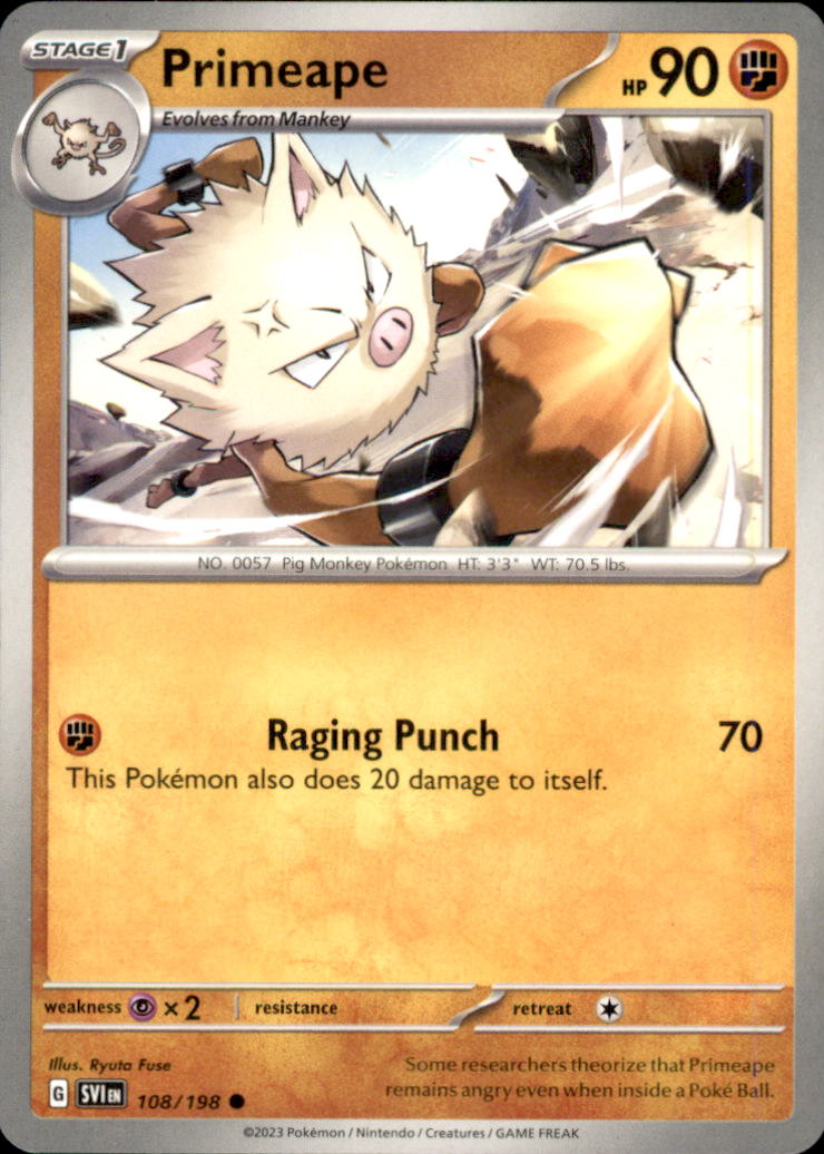 Primeape Common SV01: Scarlet & Violet Base Set 108/198 NM