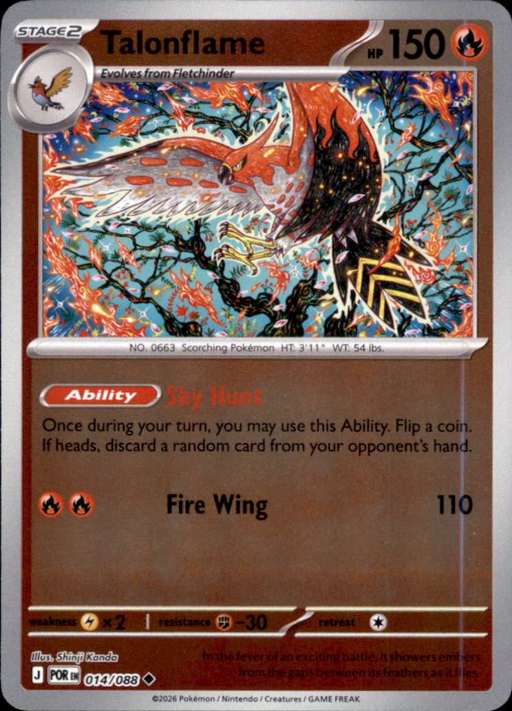 Talonflame Reverse Holo Uncommon ME03: Perfect Order 014/088 NM