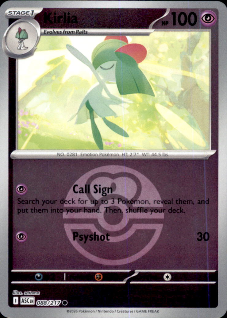 Kirlia (Love Ball) Reverse Holo Common ME: Ascended Heroes 088/217 NM