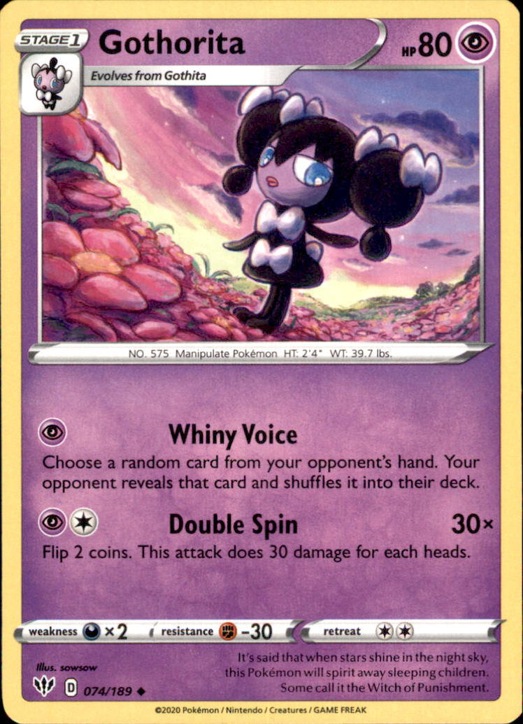 Gothorita Uncommon SWSH03: Darkness Ablaze 074/189 NM