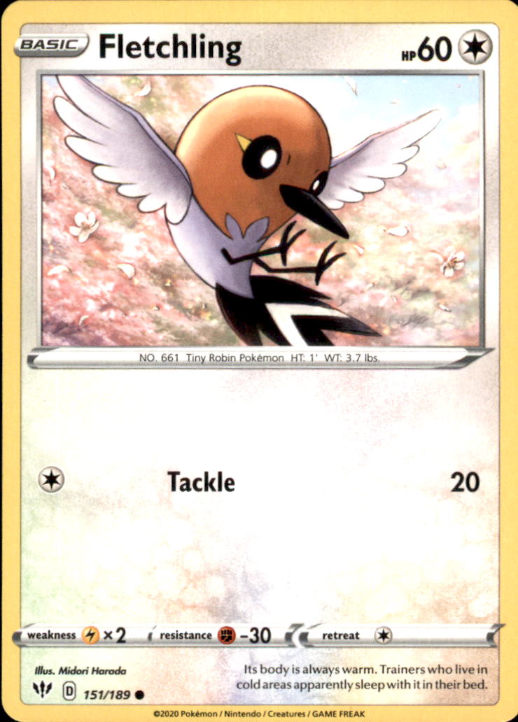 Fletchling Common SWSH03: Darkness Ablaze 151/189 NM