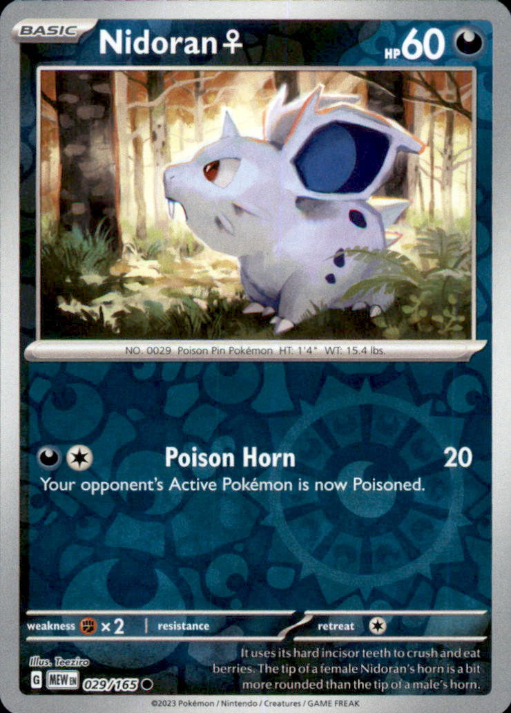 Nidoran F Reverse Holo Common SV: Scarlet & Violet 151 029/165 NM