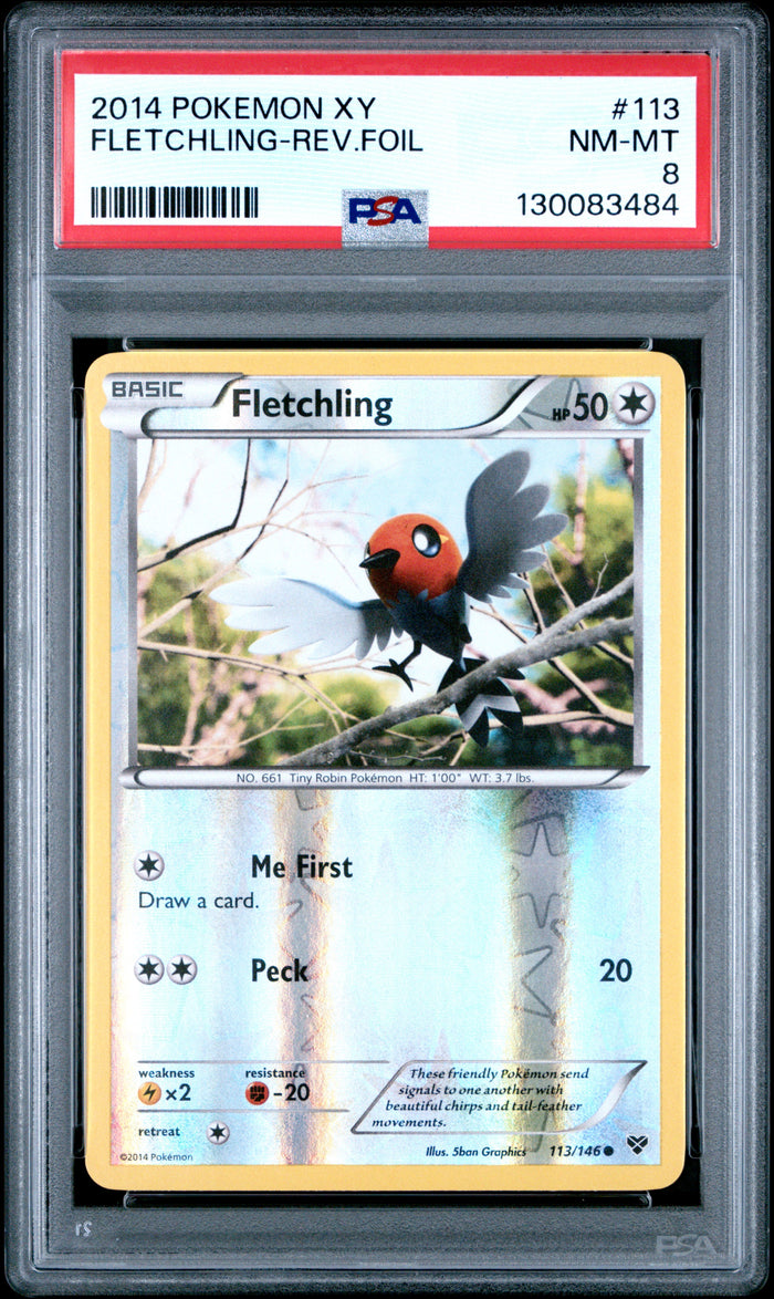 Fletchling-Rev.Foil Pokemon Xy 113 NM PSA 8