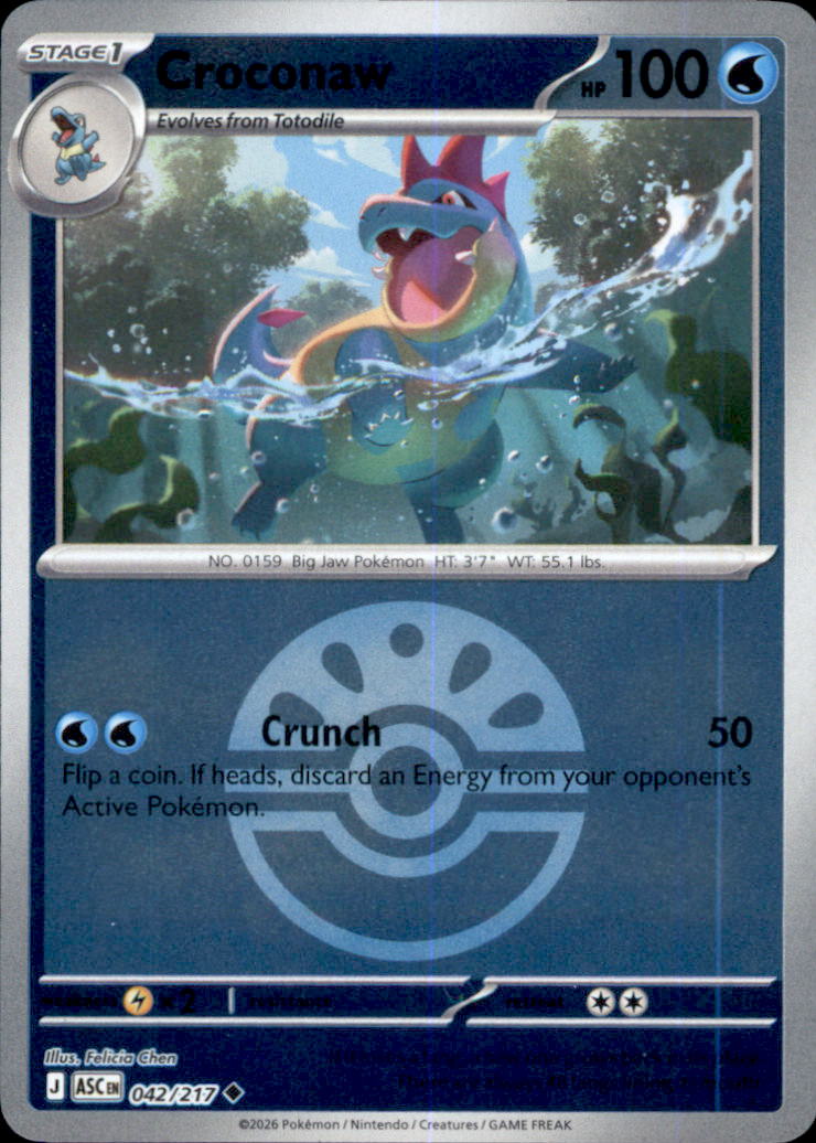 Croconaw (Friend Ball) Reverse Holo Uncommon ME: Ascended Heroes 042/217 NM