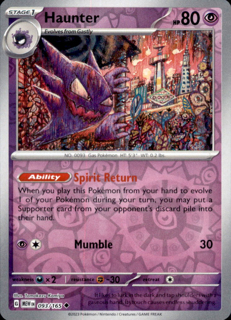 Haunter Reverse Holo Uncommon SV: Scarlet & Violet 151 093/165 NM