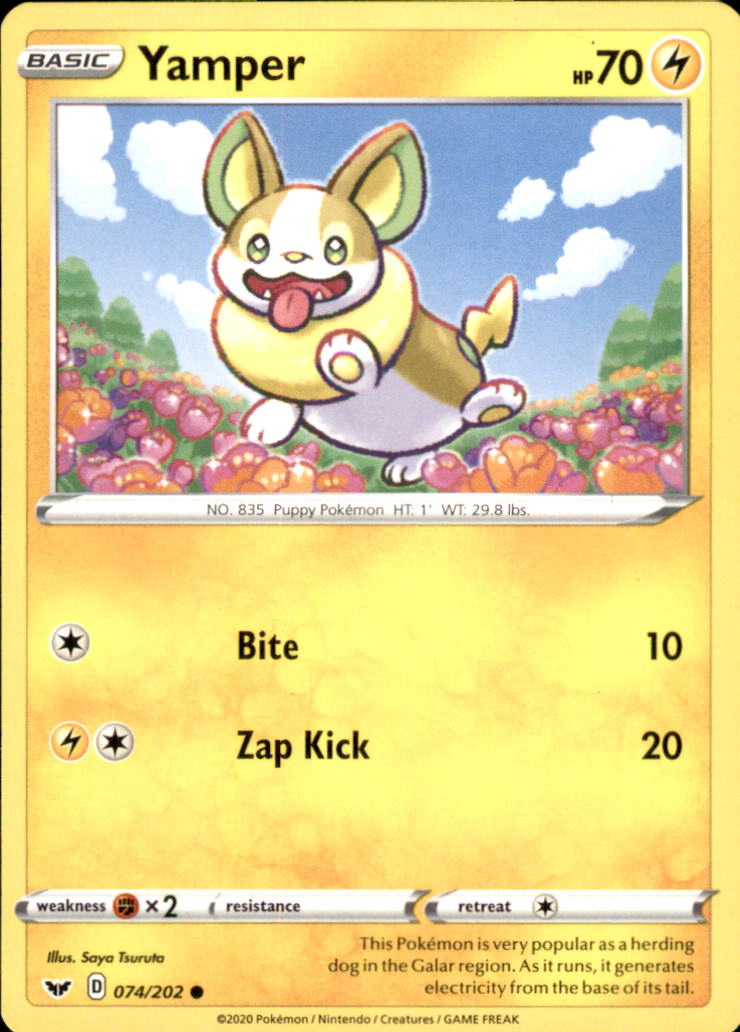 Yamper (074) Common SWSH01: Sword & Shield Base Set 074/202 NM