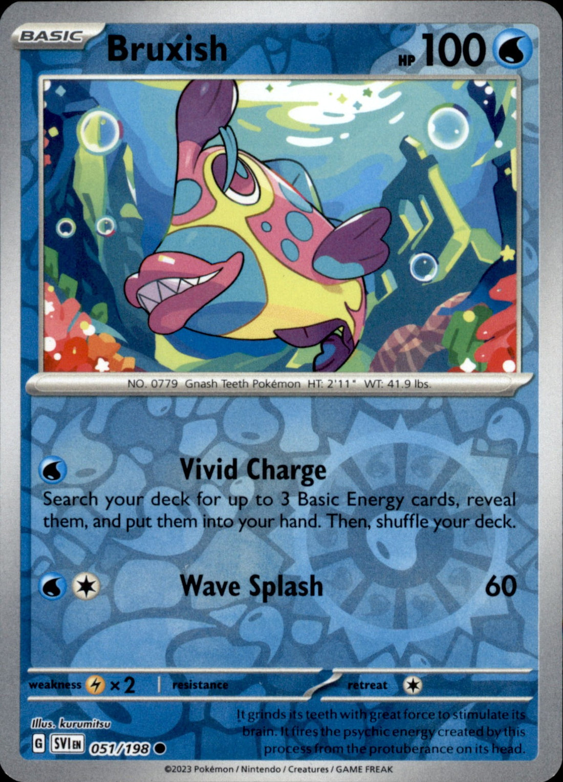 Bruxish Reverse Holo Common SV01: Scarlet & Violet Base Set 051/198 NM