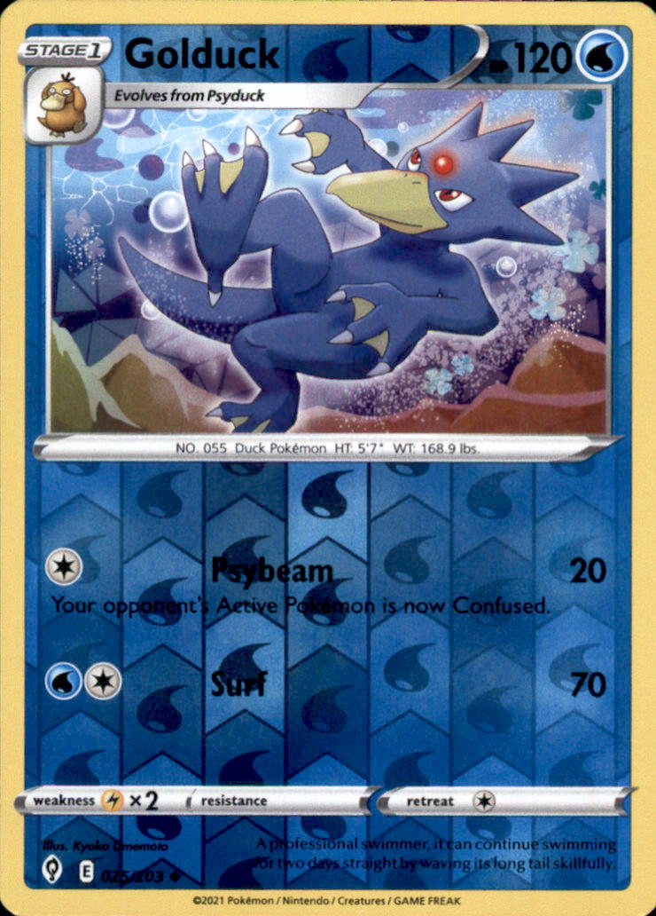 Golduck Reverse Holo Uncommon SWSH07: Evolving Skies 025/203 NM