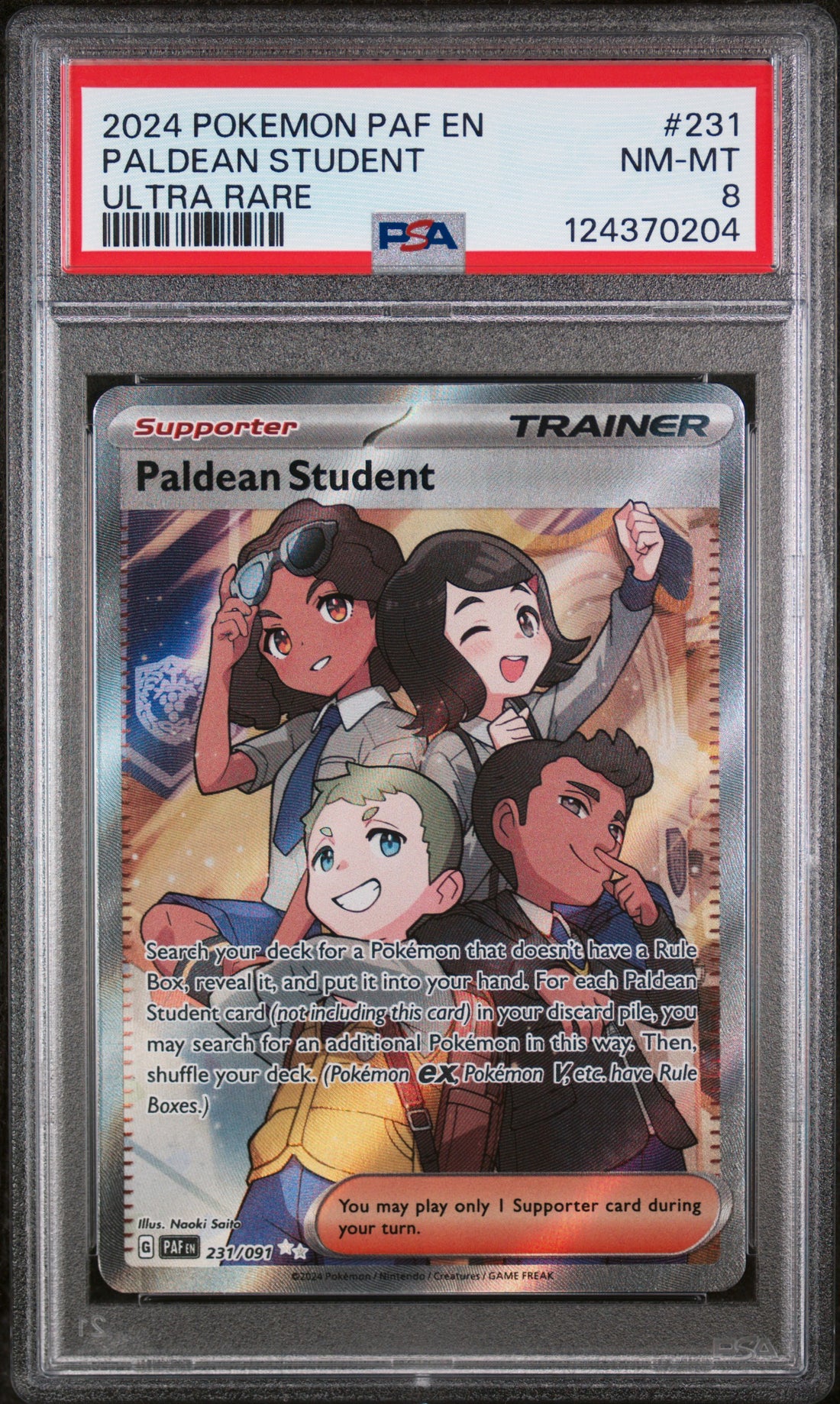Students In Paldea Ultra Rare Pokemon Paf En-Paldean Fates 231 NM PSA 8