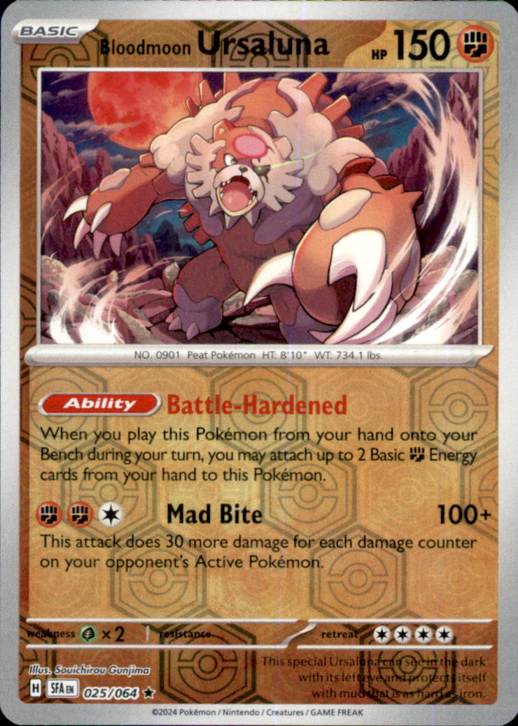 Bloodmoon Ursaluna Reverse Holo Rare SV: Shrouded Fable 025/064 NM