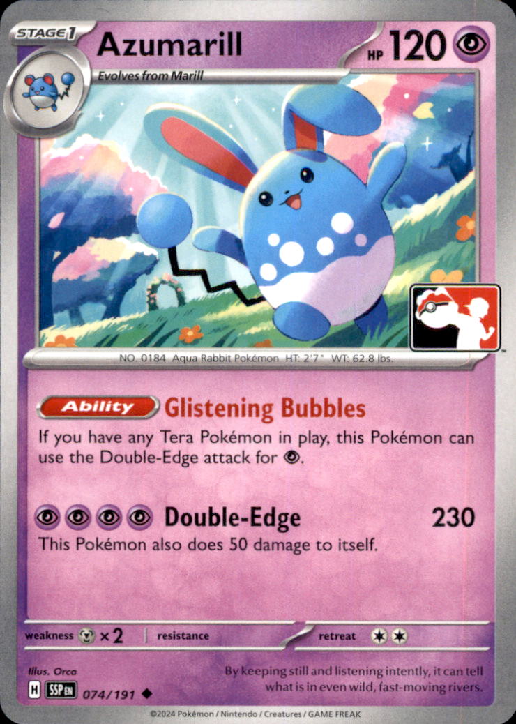 Azumarill Uncommon Prize Pack Series Cards 074/191 NM