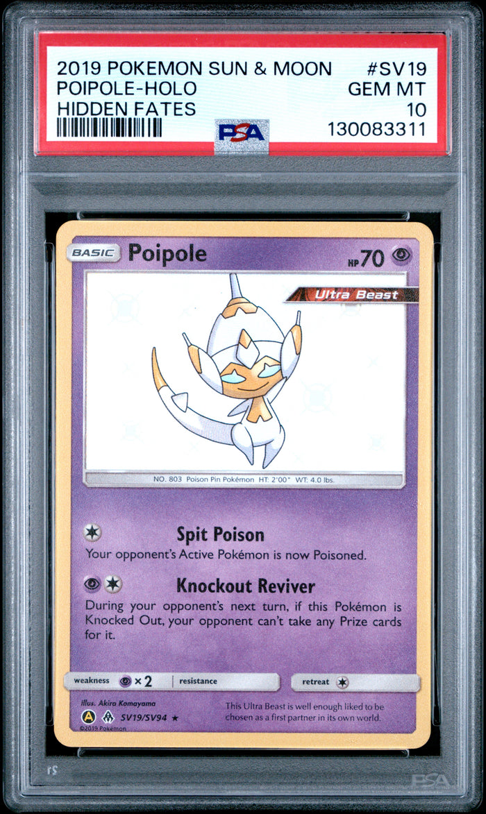 Poipole-Holo Hidden Fates Pokemon Sun & Moon Hidden Fates SV19 NM PSA 10
