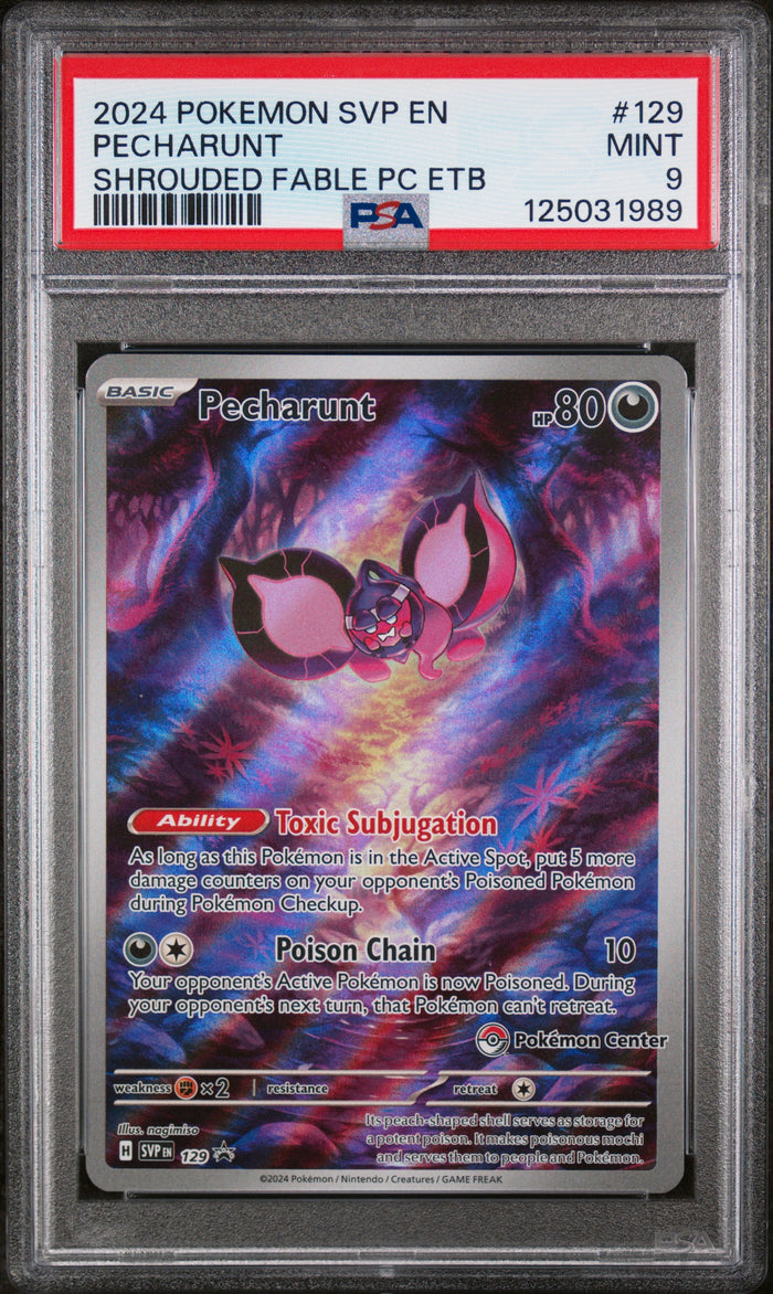 Pecharunt Shrouded Fable Pc Etb Pokemon Svp En-Sv Black Star Promo 129 NM PSA 9