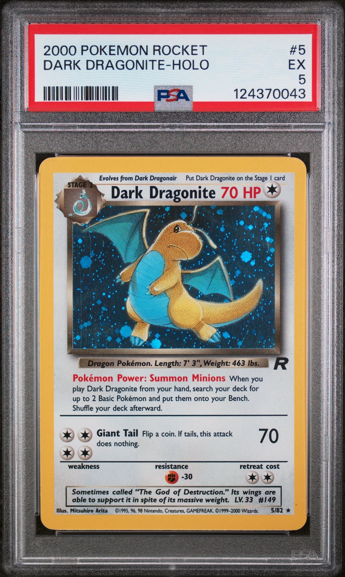 Dark Dragonite-Holo Team Rocket 5 NM PSA 5
