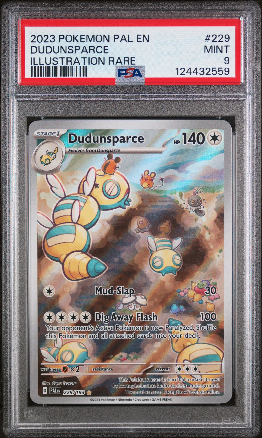 Dudunsparce Illustration Rare Pokemon Pal En-Paldea Evolved 229 NM PSA 9