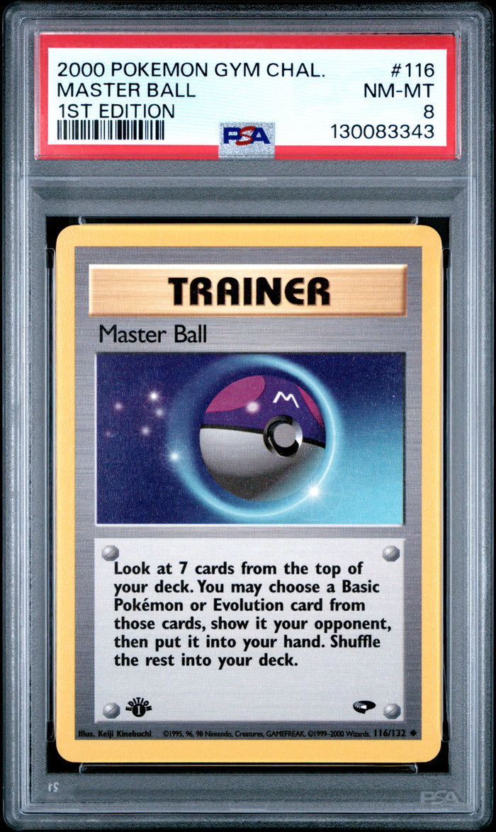 Master Ball 1st Edition Pokemon Gym Challenge 116 NM PSA 8