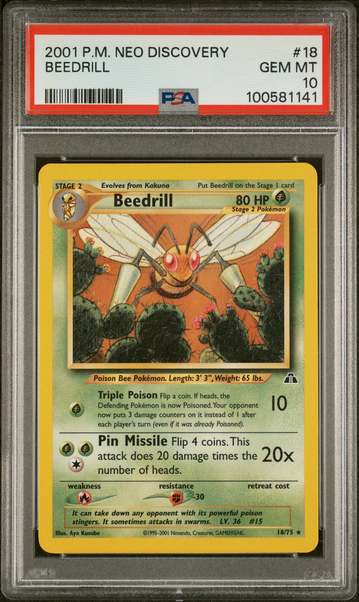 Beedrill Pokemon Neo Discovery 18 NM PSA 10