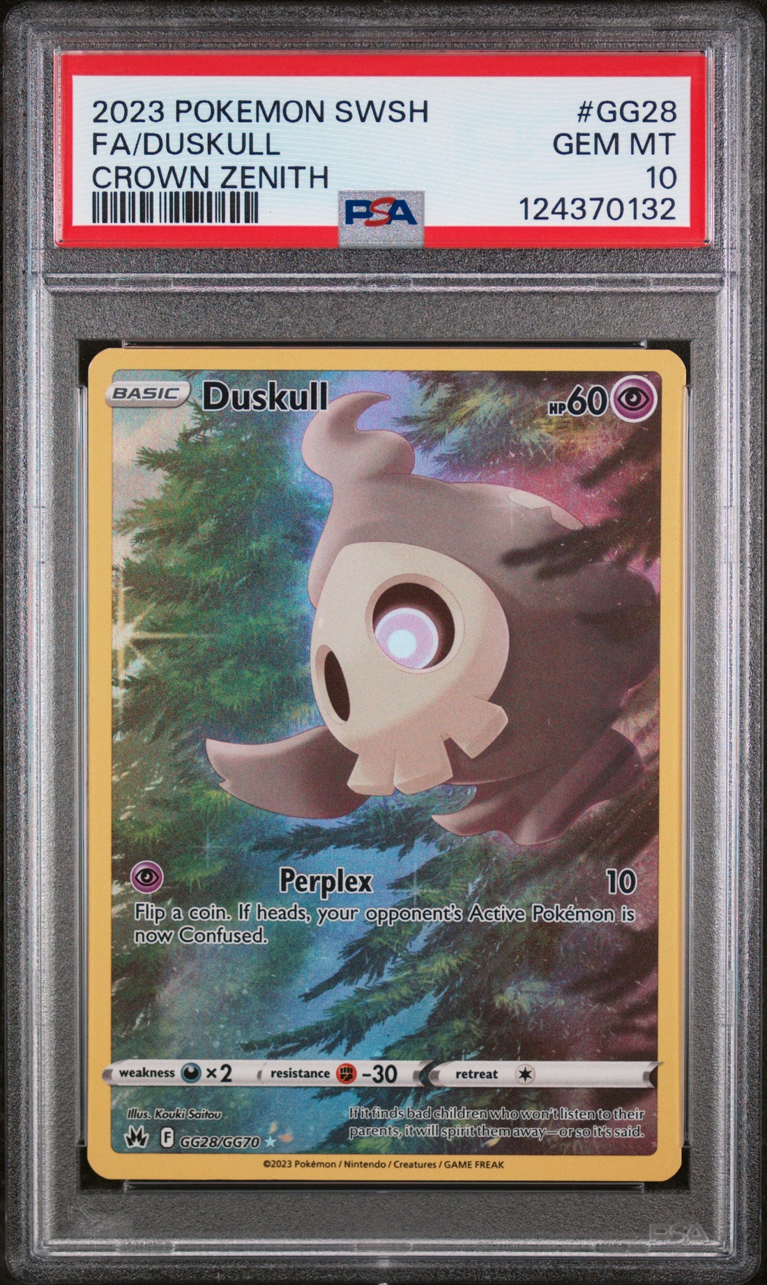 Fa/Duskull Crown Zenith Pokemon Sword And Shield Crown Zenith GG28 NM PSA 10