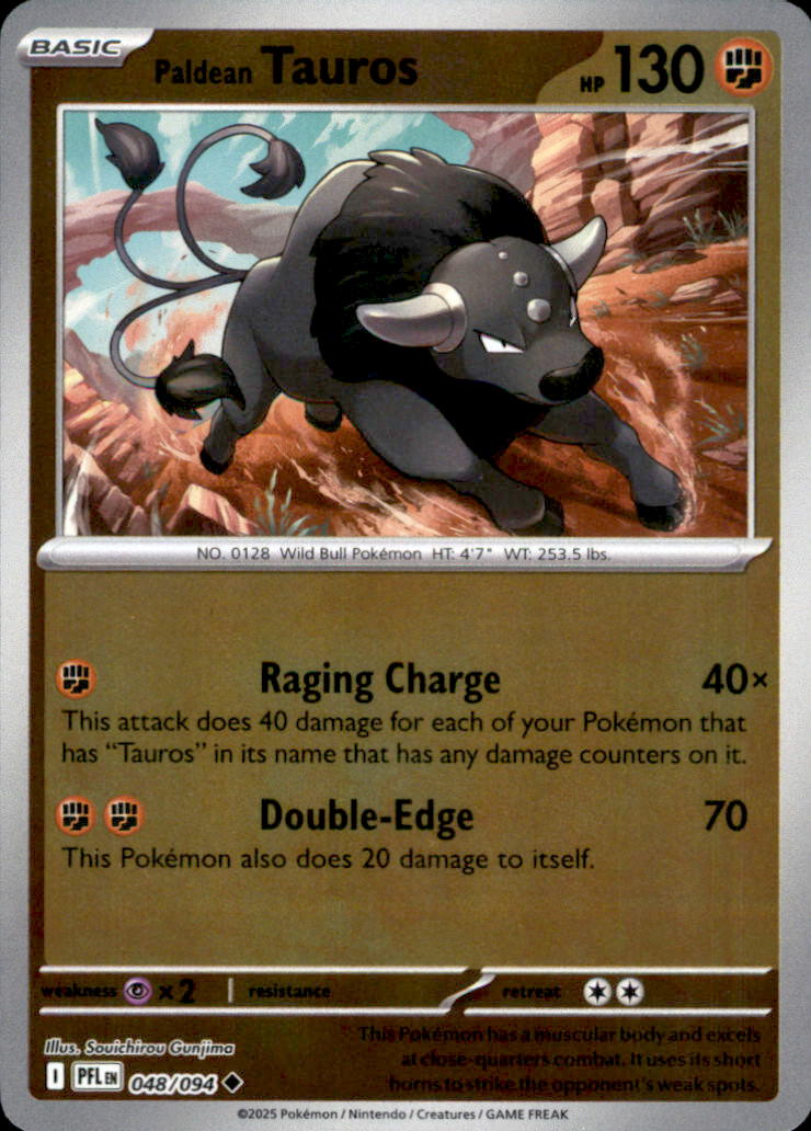 Paldean Tauros Reverse Holo Uncommon ME02: Phantasmal Flames 048/094 NM