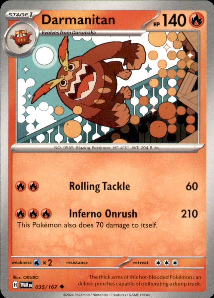 Darmanitan Uncommon SV06: Twilight Masquerade 035/167 NM