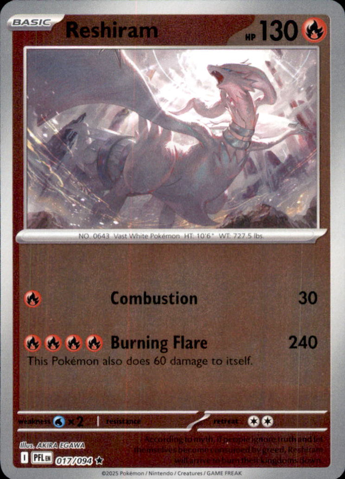 Reshiram Reverse Holo Rare ME02: Phantasmal Flames 017/094 MP