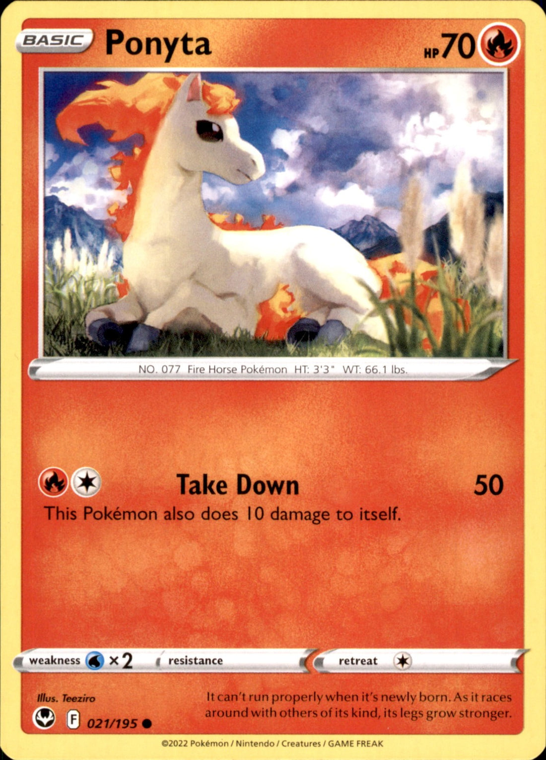 Ponyta Common SWSH12: Silver Tempest 021/195 NM