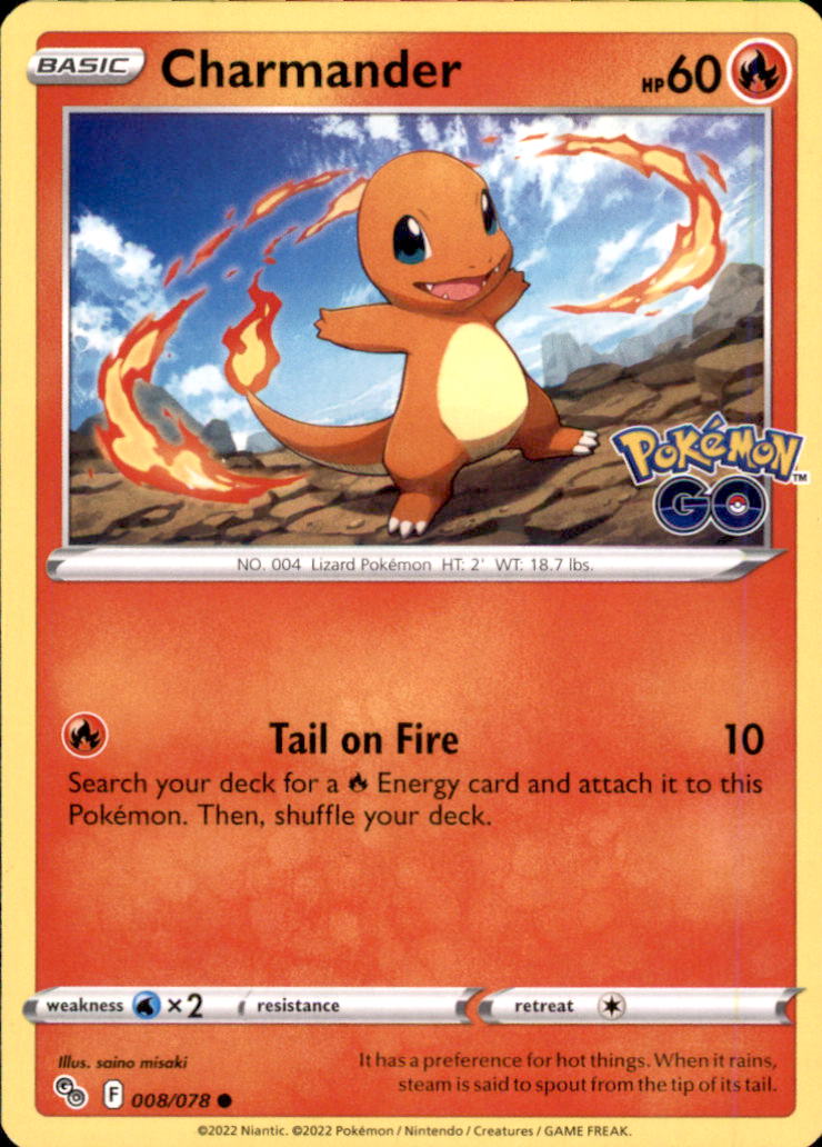 Charmander Common Pokemon GO 008/078 NM