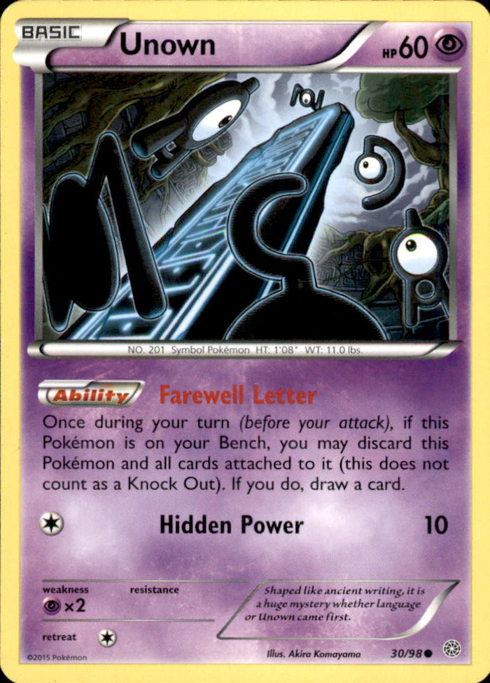 Unown Common XY - Ancient Origins 30/98 NM