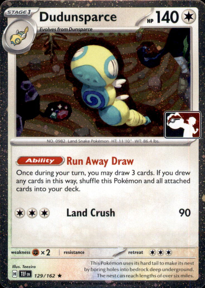 Dudunsparce (Cosmos Holo) Holo Rare Prize Pack Series Cards 129/162 NM