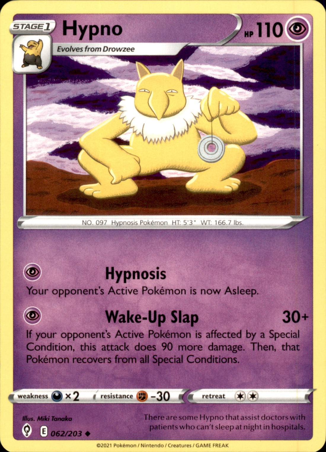 Hypno Uncommon SWSH07: Evolving Skies 062/203 NM