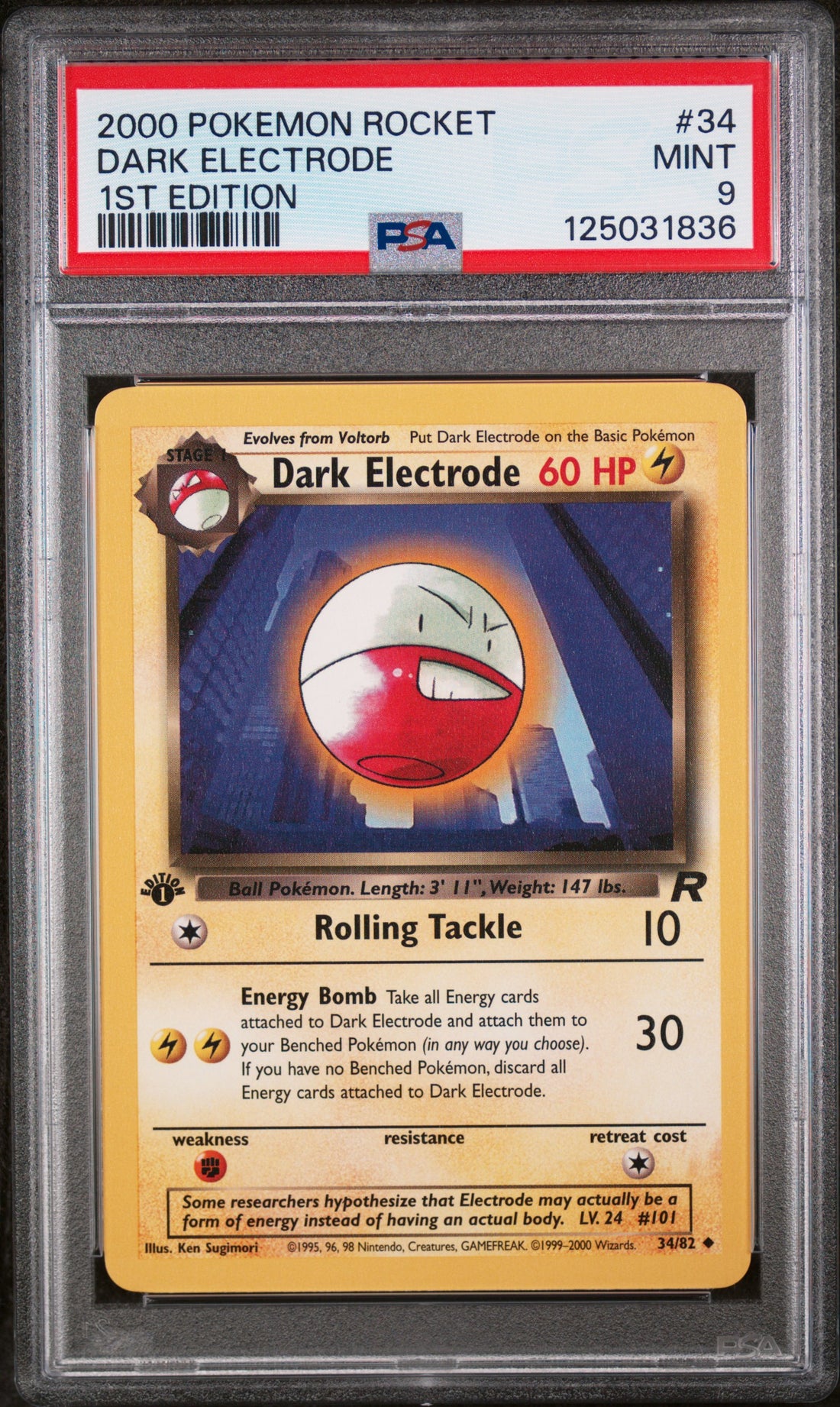 Dark Electrode 1st Edition Pokemon Rocket 34 NM PSA 9