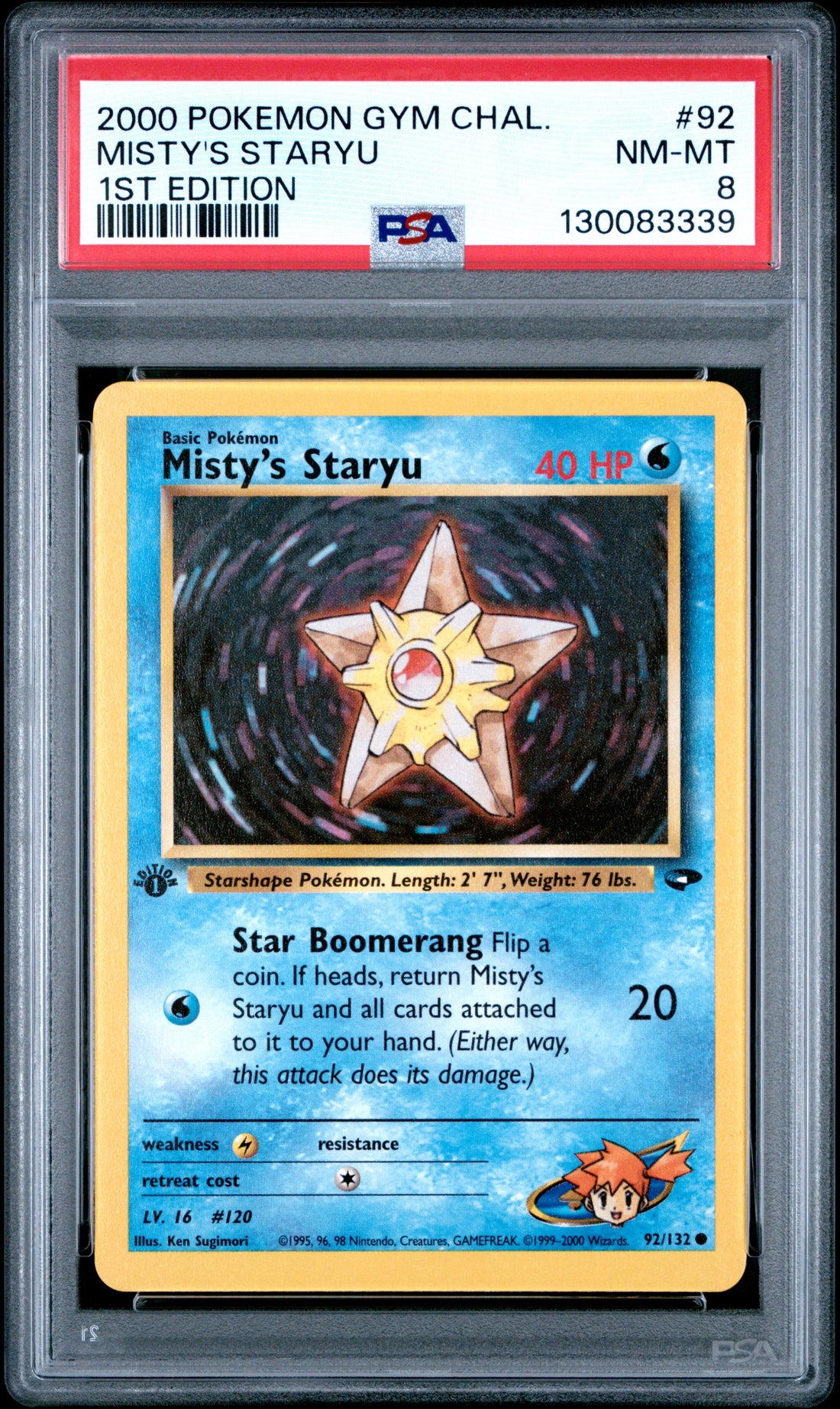Misty'S Staryu 1st Edition Pokemon Gym Challenge 92 NM PSA 8