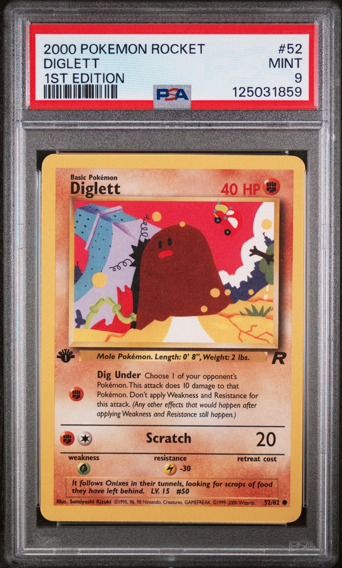 Diglett 1st Edition Pokemon Rocket 52 NM PSA 9