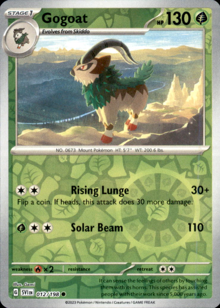 Gogoat Reverse Holo Common SV01: Scarlet & Violet Base Set 012/198 NM