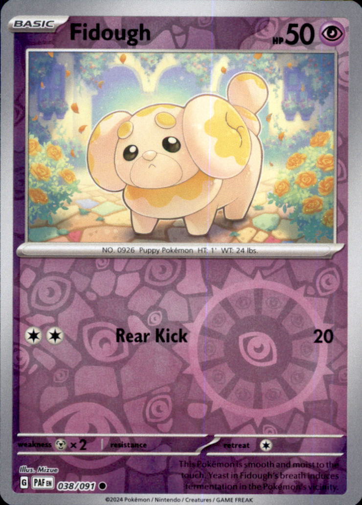 Fidough Reverse Holo Common SV: Paldean Fates 038/091 NM