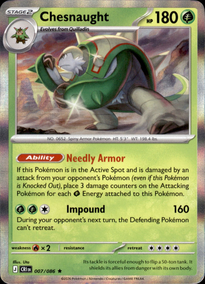Chesnaught Holo Rare ME04: Chaos Rising 007/086 NM