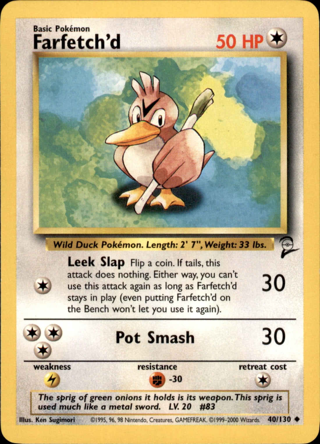 Farfetch'd Uncommon Base Set 2 040/130 LP