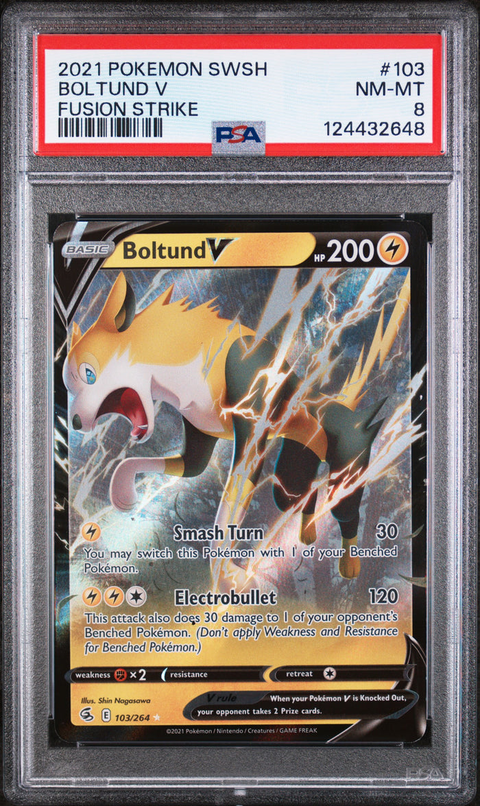Boltund V Fusion Strike Pokemon Sword & Shield Fusion Strike 103 NM PSA 8