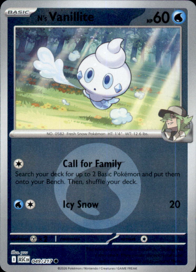 N's Vanillite (Energy Symbol Pattern) Reverse Holo Common ME: Ascended Heroes 049/217 NM
