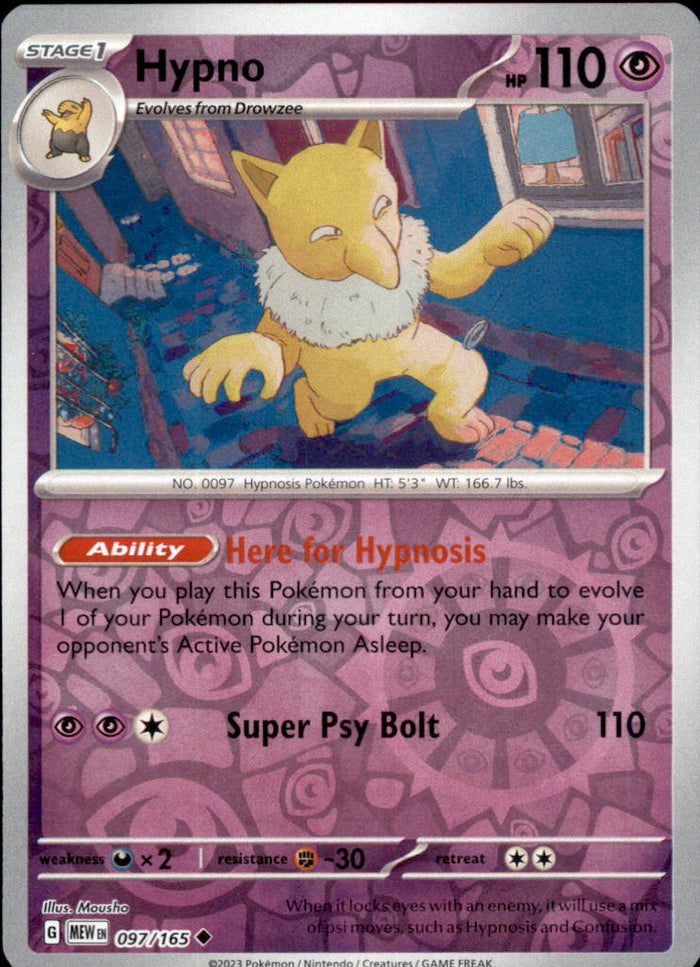 Hypno Reverse Holo Uncommon SV: Scarlet & Violet 151 097/165 NM