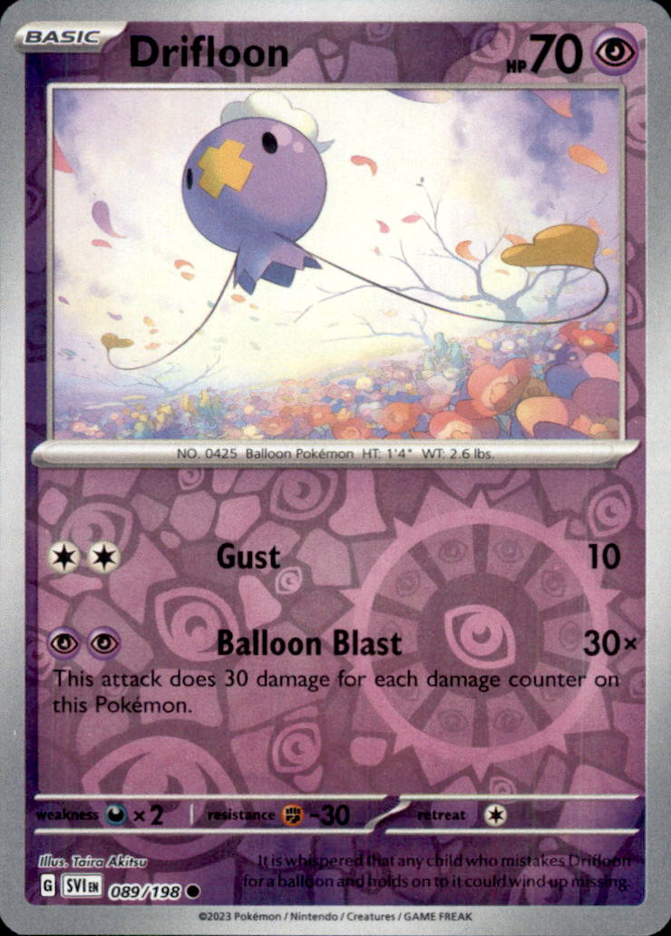 Drifloon Reverse Holo Common SV01: Scarlet & Violet Base Set 089/198 NM