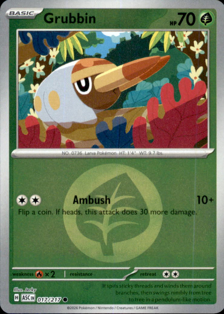 Grubbin (Energy Symbol Pattern) Reverse Holo Common ME: Ascended Heroes 017/217 NM