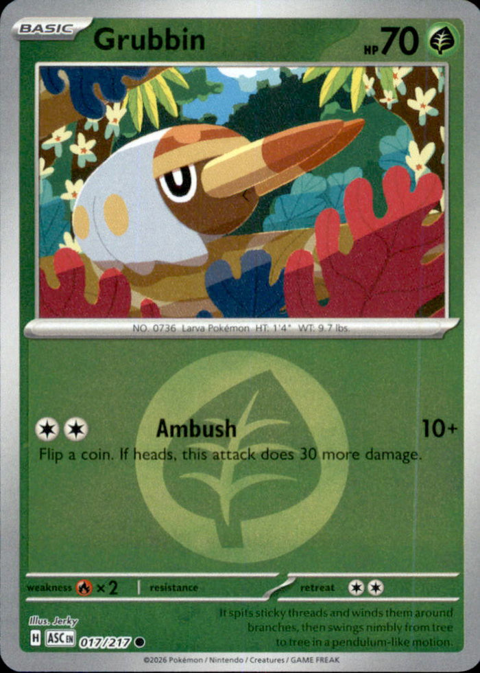 Grubbin (Energy Symbol Pattern) Reverse Holo Common ME: Ascended Heroes 017/217 NM