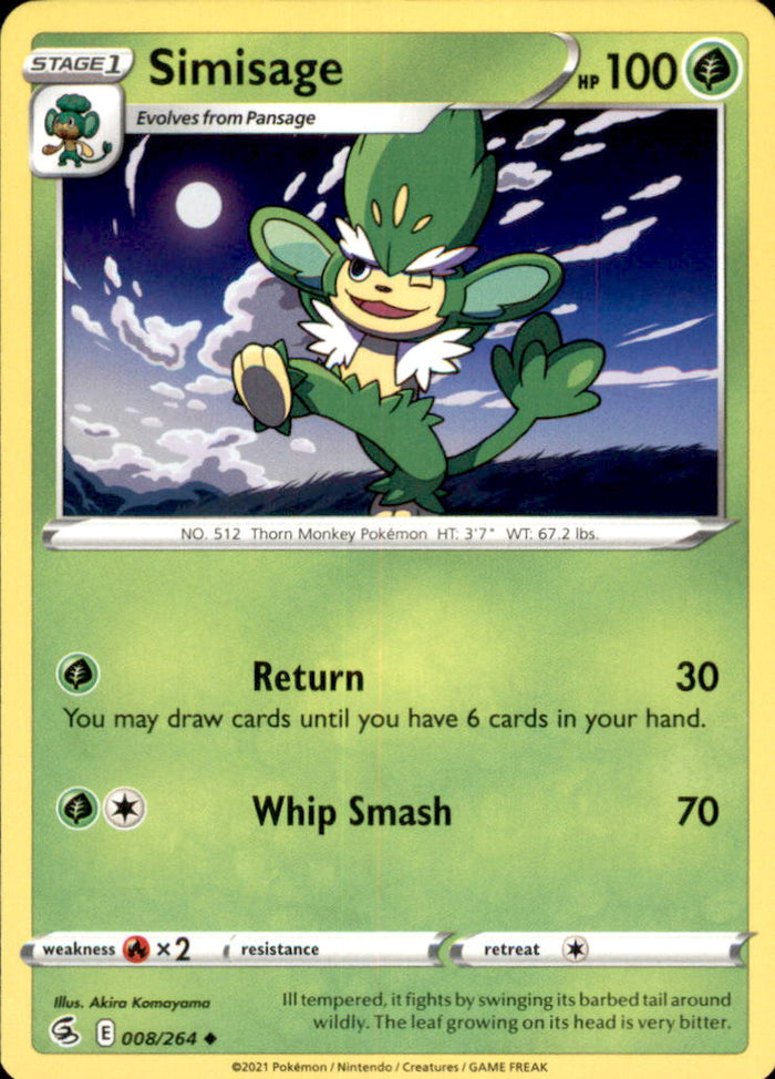 Simisage Uncommon SWSH08: Fusion Strike 008/264 NM