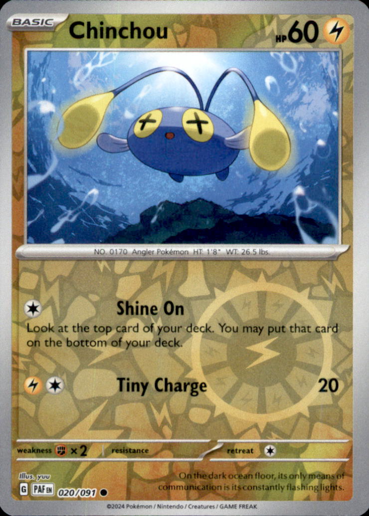 Chinchou Reverse Holo Common SV: Paldean Fates 020/091 NM