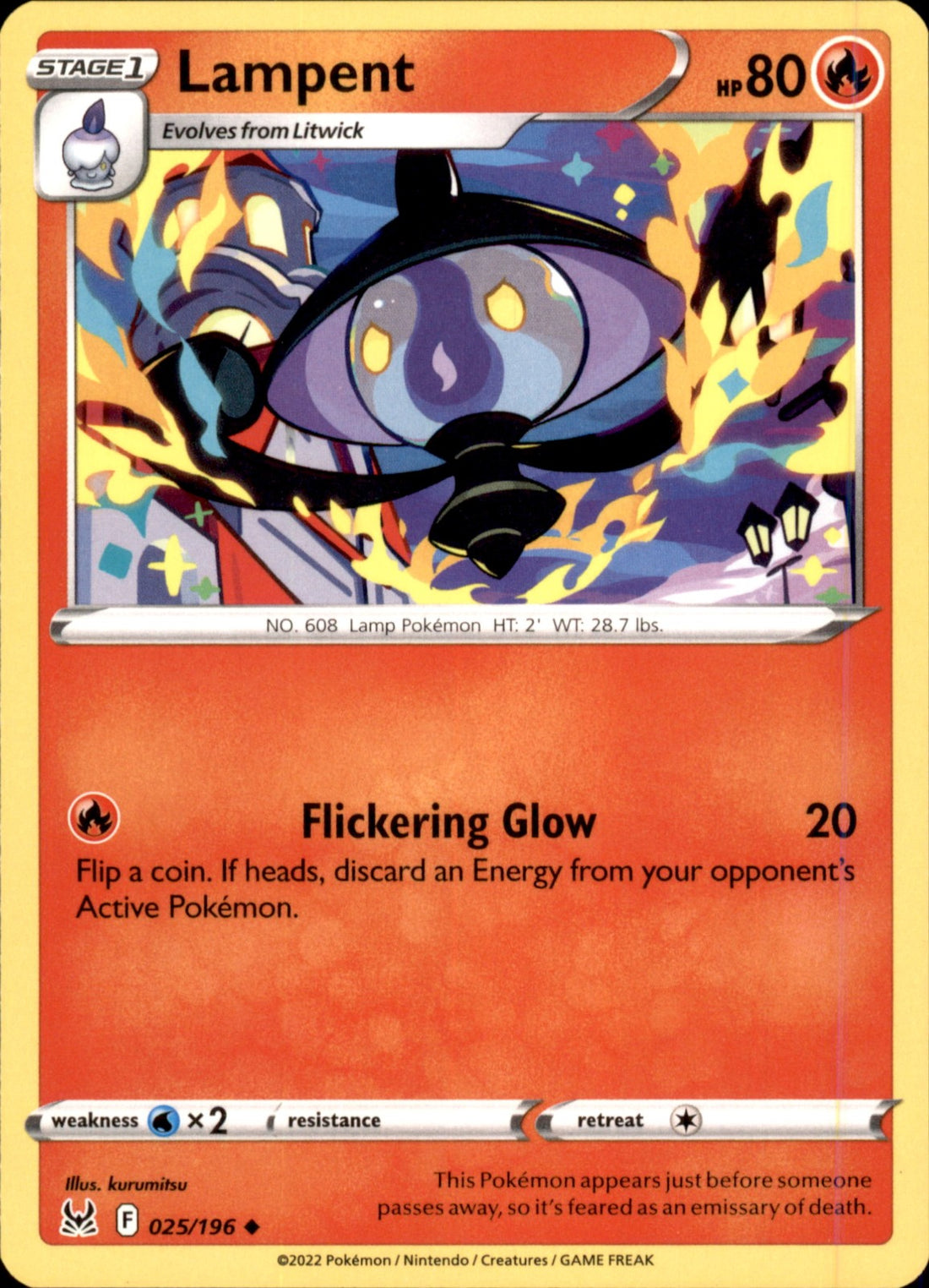 Lampent Uncommon SWSH11: Lost Origin 025/196 NM