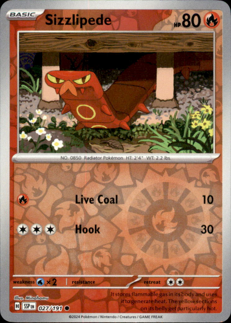 Sizzlipede Reverse Holo Common SV08: Surging Sparks 027/191 NM