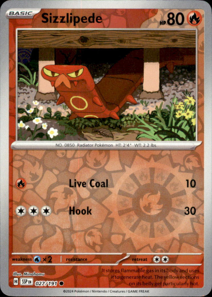Sizzlipede Reverse Holo Common SV08: Surging Sparks 027/191 NM