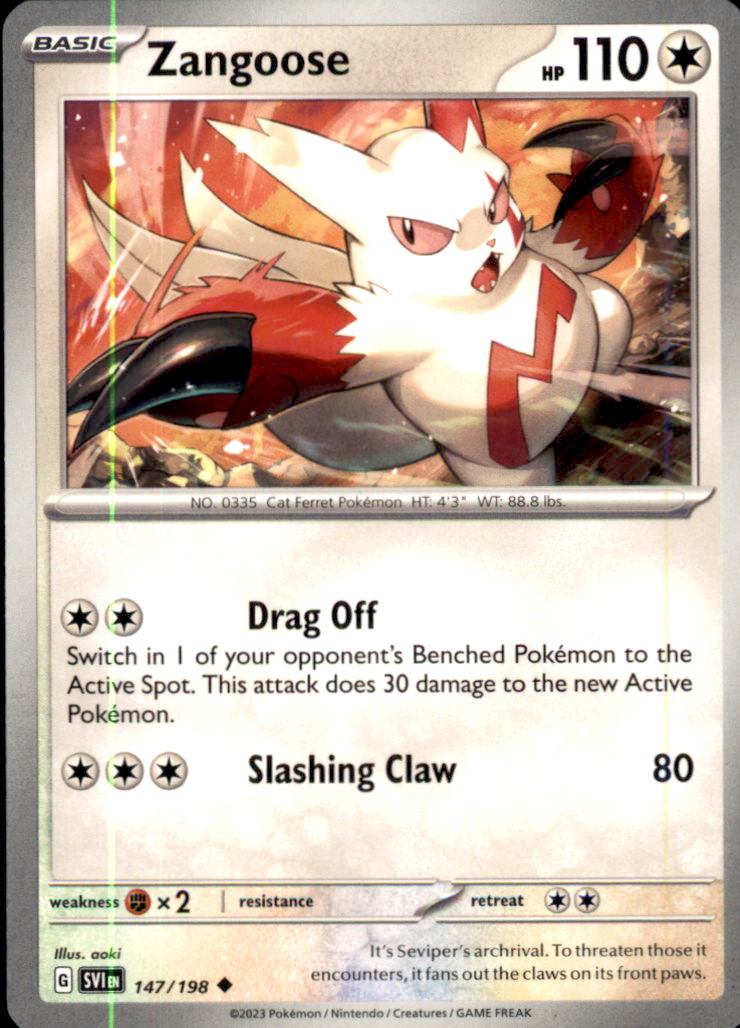 Zangoose Uncommon SV01: Scarlet & Violet Base Set 147/198 NM